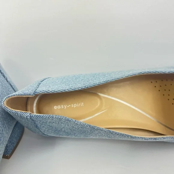 EASY SPIRIT CARLINA, LOAFER SLIP-ON, BLUE CANVAS, DRESSY POINTY TOES, SIZE 12 - Picture 13 of 14